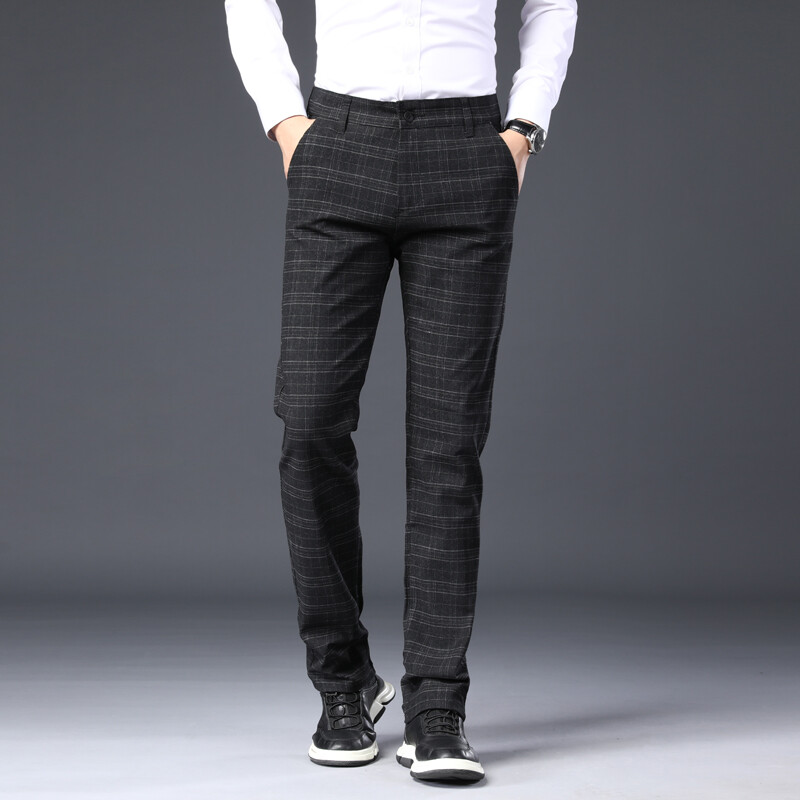 2022. aasta kevad ja sügis, uus klassikaline meeste vabaaja püksid, ärimood, must sinine, elastsed tavalised püksid, meeste püksid