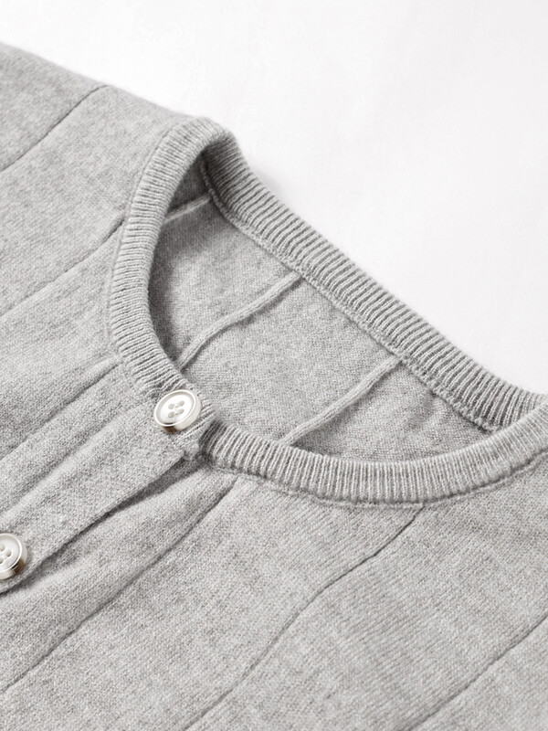 Pleteni uski tanki kardigani Ženski sivi Džemperi s dugim rukavima s jednim kopčanjem i O-izrezom, Ženski jesenski ženski pulover 2024.