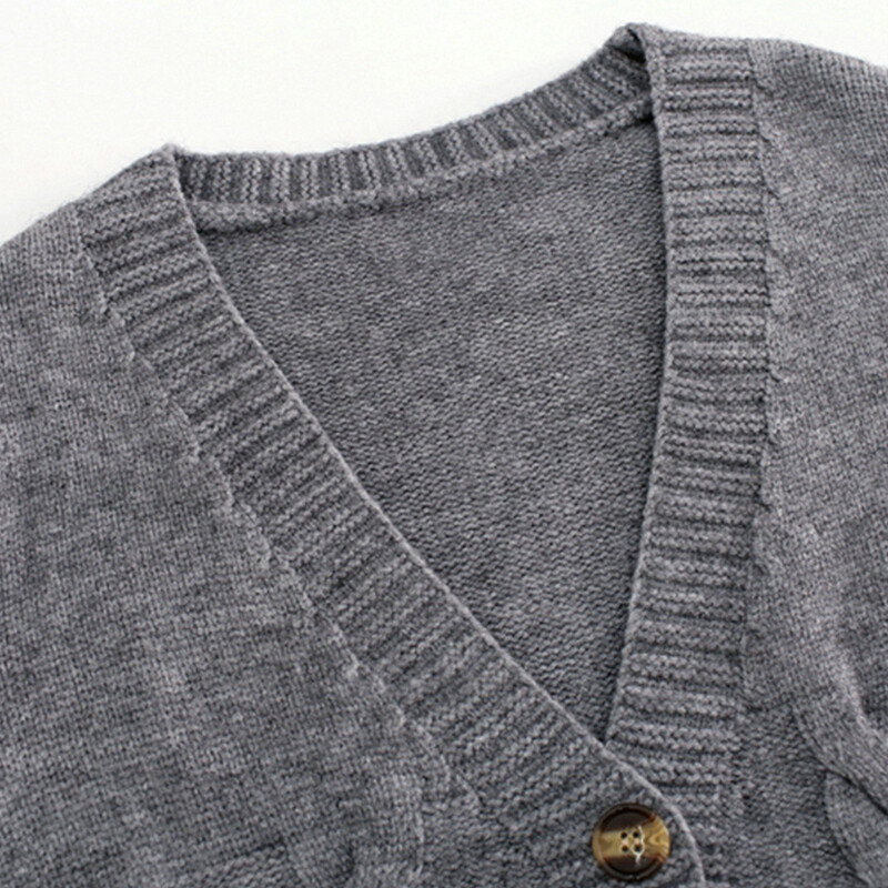 Jesen Zima Kratki pulover Ženska jakna s kratkim rukavima na kopčanje Ulična odjeća visokog struka Pleteni kardigan s jednim kopčanjem