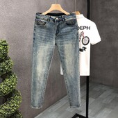 Noul 2024, stilat, prieten, spălat vintage, blugi casual pentru bărbați, pantaloni slim cu creion, pantaloni din denim pentru blugi de cowboy de primăvară, toamnă