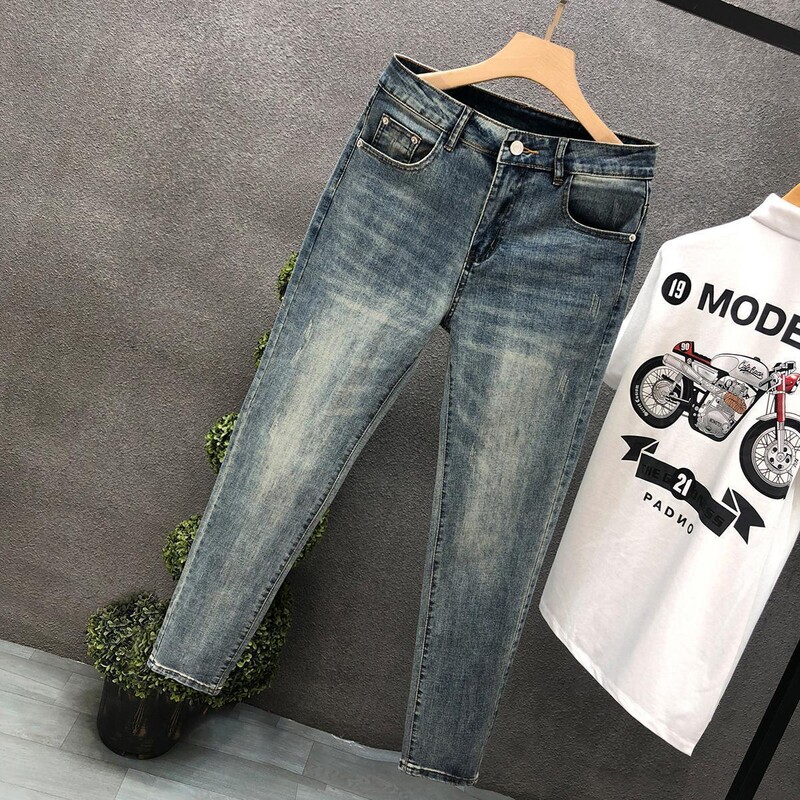 Noul 2024, stilat, prieten, spălat vintage, blugi casual pentru bărbați, pantaloni slim cu creion, pantaloni din denim pentru blugi de cowboy de primăvară, toamnă