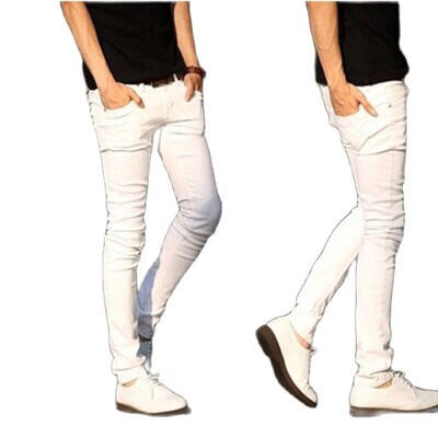 Nou 2021 Pantaloni de denim la modă Student alb și roșu Tineret tip subțire Blugi cu picioare mici Bărbați Vară Trend coreean Blugi creion subțiri