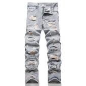 Πανκ Street Style Ripped Skinny Jeans Ανδρικά Vintage Wash Μασίφ τζιν παντελόνι Ανδρικό παντελόνι με λεπτή εφαρμογή με μολύβι τζιν με τρύπες 2024