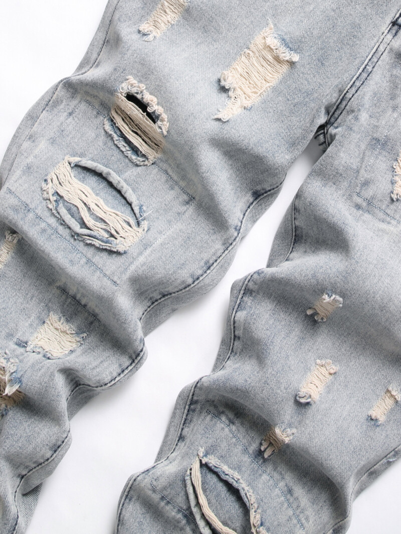 Πανκ Street Style Ripped Skinny Jeans Ανδρικά Vintage Wash Μασίφ τζιν παντελόνι Ανδρικό παντελόνι με λεπτή εφαρμογή με μολύβι τζιν με τρύπες 2024
