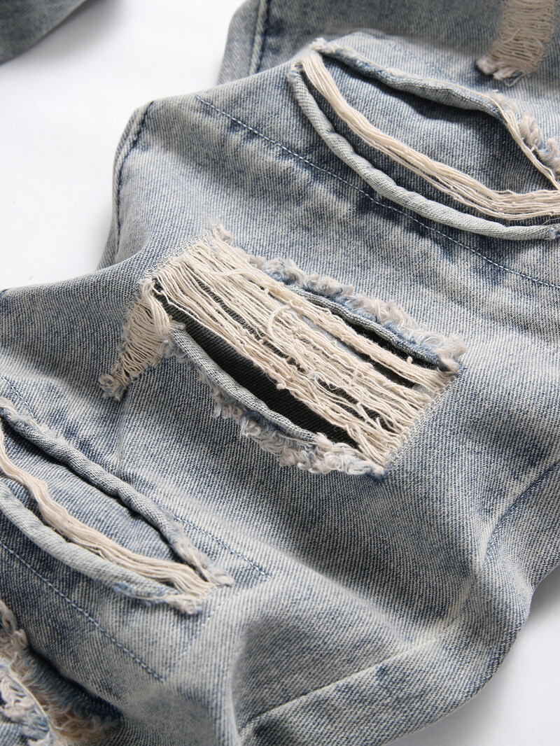 Πανκ Street Style Ripped Skinny Jeans Ανδρικά Vintage Wash Μασίφ τζιν παντελόνι Ανδρικό παντελόνι με λεπτή εφαρμογή με μολύβι τζιν με τρύπες 2024