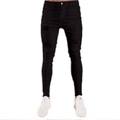 Μόδα Street Style Ripped Skinny Black Jeans Ανδρικά Vintage πλύσιμο Μασίφ τζιν παντελόνι Ανδρικό παντελόνι με μολύβι Casual Slim fit