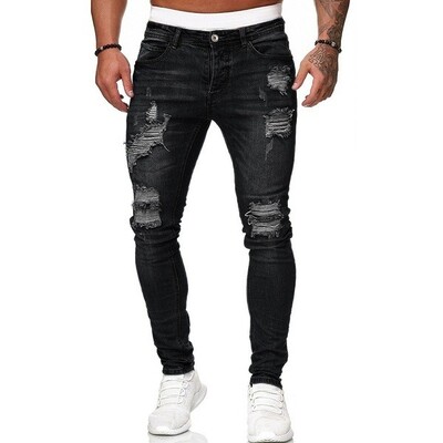Blugi negri pentru bărbați, slim fit, gri de calitate, ocazional, pentru bărbați, pantaloni skinny pentru bărbați, pantaloni hip hop, pantaloni din denim din bumbac