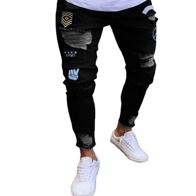 Blugi negri pentru bărbați, slim fit, gri de calitate, ocazional, pentru bărbați, pantaloni skinny pentru bărbați, pantaloni hip hop, pantaloni din denim din bumbac