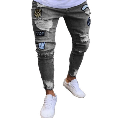 Blugi negri pentru bărbați, slim fit, gri de calitate, ocazional, pentru bărbați, pantaloni skinny pentru bărbați, pantaloni hip hop, pantaloni din denim din bumbac