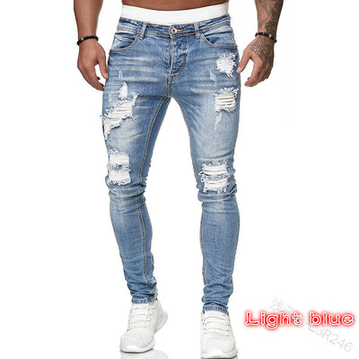 Blugi negri pentru bărbați, slim fit, gri de calitate, ocazional, pentru bărbați, pantaloni skinny pentru bărbați, pantaloni hip hop, pantaloni din denim din bumbac