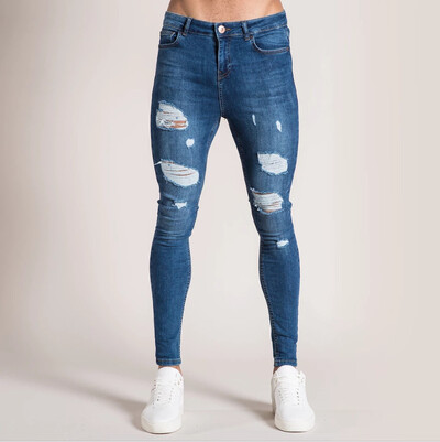 Blugi negri pentru bărbați, slim fit, gri de calitate, ocazional, pentru bărbați, pantaloni skinny pentru bărbați, pantaloni hip hop, pantaloni din denim din bumbac