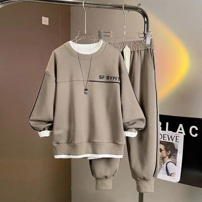 Toamnă Iarnă Set pentru copii Trening din bumbac Adolescenți Băieți Două piese Haine pentru copii Scrisoare Hanorac Seturi de pantaloni 6 8 10 12 14 16 ani