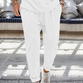 Ljetne muške široke, ležerne modne sportske hlače za 2024. teški jacquard uzorak, ležerne hlače s velikim vezicama