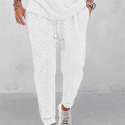 Ljetne muške široke, ležerne modne sportske hlače za 2024. teški jacquard uzorak, ležerne hlače s velikim vezicama