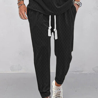 Ljetne muške široke, ležerne modne sportske hlače za 2024. teški jacquard uzorak, ležerne hlače s velikim vezicama