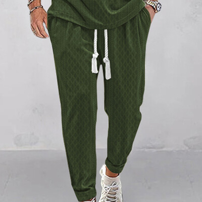 Ljetne muške široke, ležerne modne sportske hlače za 2024. teški jacquard uzorak, ležerne hlače s velikim vezicama