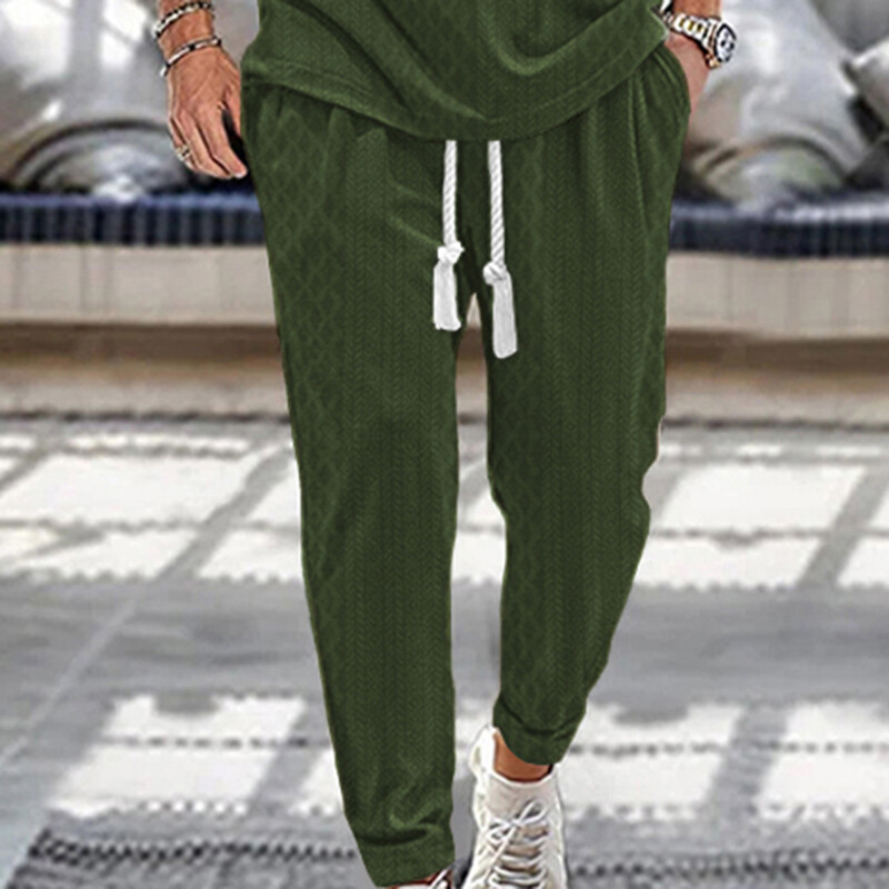 Ljetne muške široke, ležerne modne sportske hlače za 2024. teški jacquard uzorak, ležerne hlače s velikim vezicama