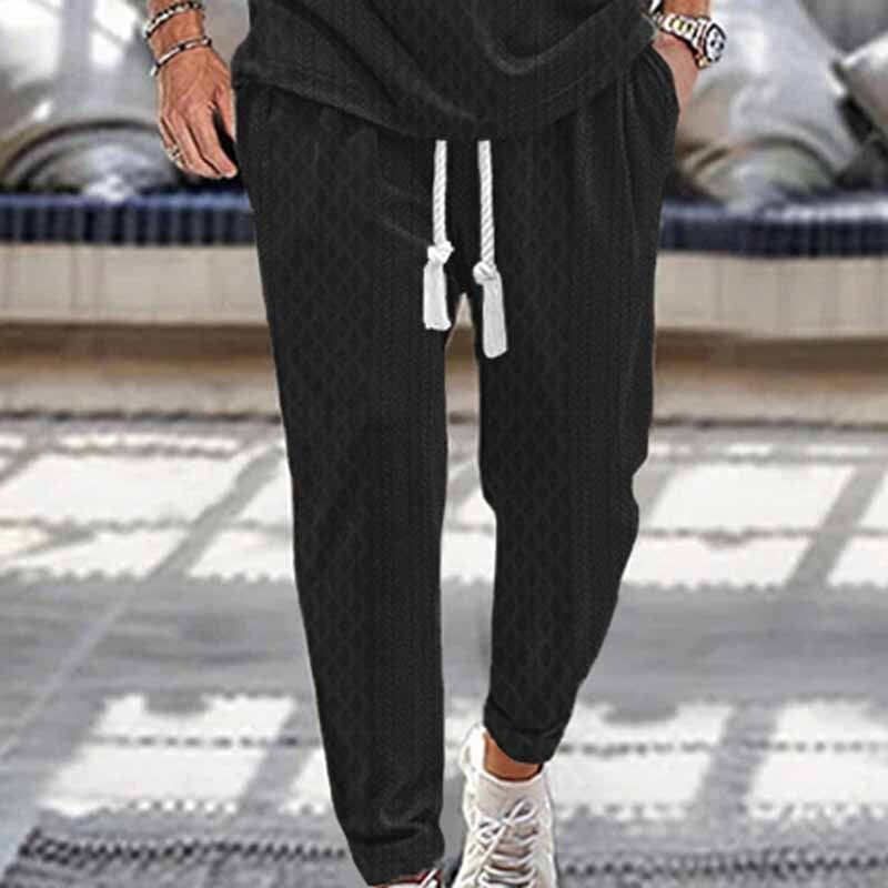 Ljetne muške široke, ležerne modne sportske hlače za 2024. teški jacquard uzorak, ležerne hlače s velikim vezicama