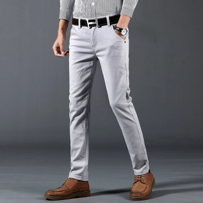Μαλακό παντελόνι σε κλασικό στυλ με λεπτή εφαρμογή, ανδρικό λευκό επαγγελματικό εμπορικό σήμα Skinny Stretch Παντελόνι Μόδα Casual Ανδρικό παντελόνι με μολύβι
