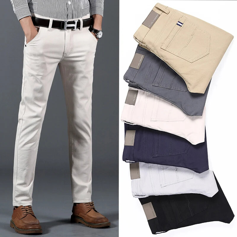 Μαλακό παντελόνι σε κλασικό στυλ με λεπτή εφαρμογή, ανδρικό λευκό επαγγελματικό εμπορικό σήμα Skinny Stretch Παντελόνι Μόδα Casual Ανδρικό παντελόνι με μολύβι