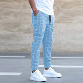 Új stílusú férfi sport- és alkalmi nadrágok, divatos és divatos kockás hosszú nadrágok, karcsú szabású, sokoldalú, minden évszakban használható férfi nadrágok