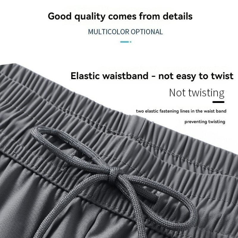 M-8XL Pantaloni de vară subțiri din mătase de gheață pentru bărbați, stil lejer, îmbrăcăminte de lucru, ocazional, cu uscare rapidă, pantaloni de sport, lungi, respirabili, elasticitate ridicată