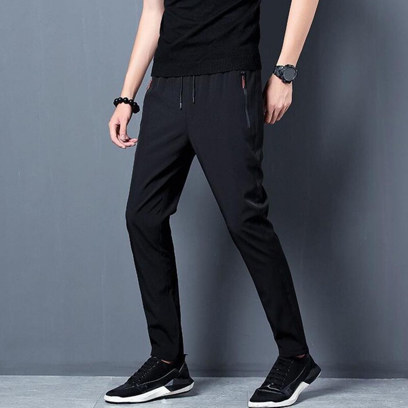 Ανδρικό παντελόνι Slim Fit Ανδρικό αθλητικό παντελόνι με πλαϊνές τσέπες με φερμουάρ Ελαστικό κορδόνι μέσης για προπόνηση γυμναστικής Τζόκινγκ πάγο για άνδρες