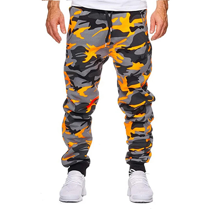Pantaloni noi pentru bărbați Jogger ocazional Camuflaj cu bandă la gleznă cu talie mijlocie Pantaloni cargo casual pentru bărbați, sport cool, îmbrăcăminte de stradă, toamnă
