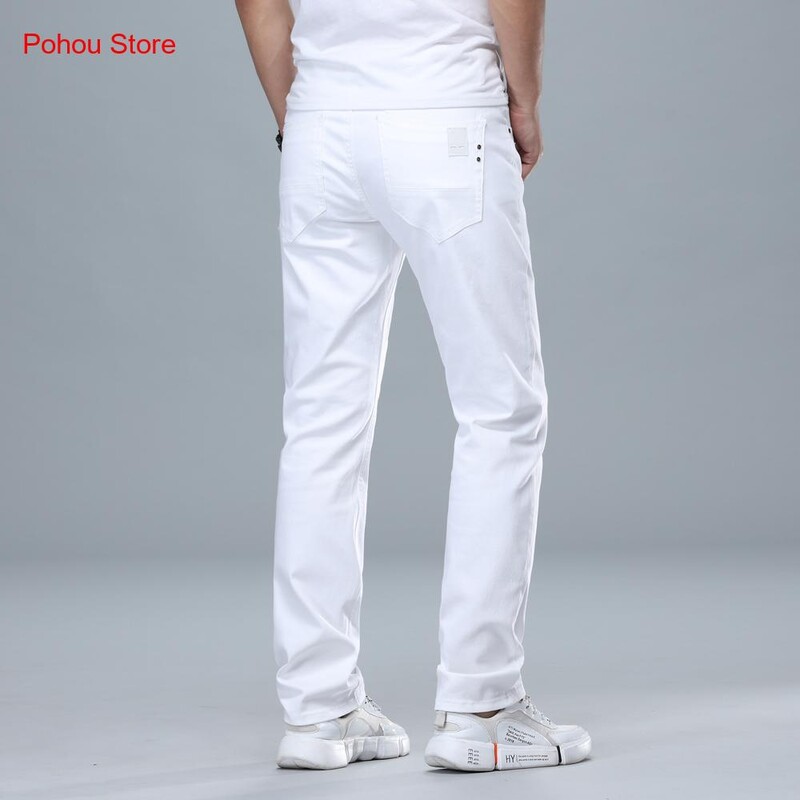 Φθινοπωρινή Άνοιξη Καθαρό Χρώμα Βαμβακερό Τζιν ίσιο παντελόνι Ελαστικότητα Ανδρικό παντελόνι