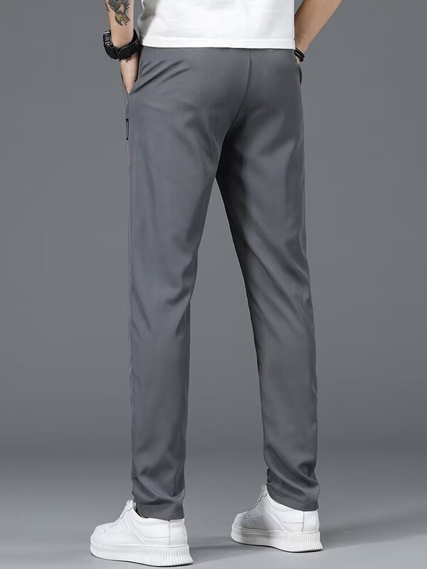 2024 China-Chic Pantaloni recomandați Pantaloni bărbați din mătase de gheață Pantaloni de sport elastici cu tub drept Pantaloni subțiri de vară largi Respirabili Casual Pa