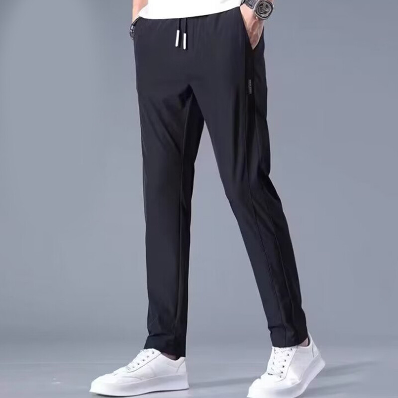 2024 China-Chic Pantaloni recomandați Pantaloni bărbați din mătase de gheață Pantaloni de sport elastici cu tub drept Pantaloni subțiri de vară largi Respirabili Casual Pa