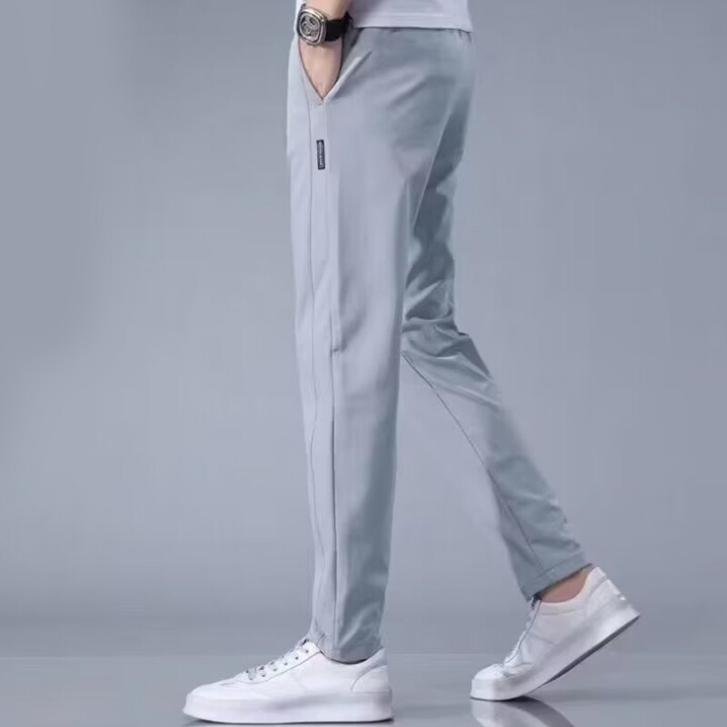 2024 China-Chic Pantaloni recomandați Pantaloni bărbați din mătase de gheață Pantaloni de sport elastici cu tub drept Pantaloni subțiri de vară largi Respirabili Casual Pa