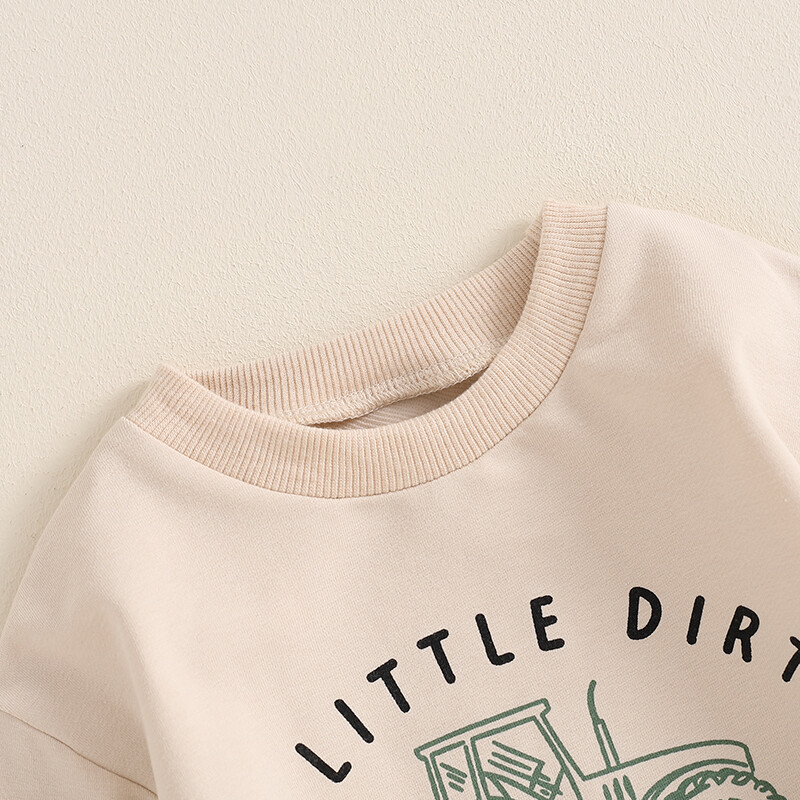 2024-05-27 Lioraitiin Baby Boy rudens tērpi ar garām piedurknēm, traktora burtu apdruka, topi + bikšu komplekts mazuļiem, siltas ziemas drēbes