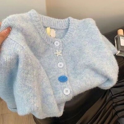 Ρετρό Sweet Girls Γυναικείο πουλόβερ με λαιμόκοψη V Φθινοπωρινό Χειμώνα Κλασικό πλεκτό πουλόβερ Ζακέτα με μακρυμάνικο γυναικείο πλεκτό με κουμπιά