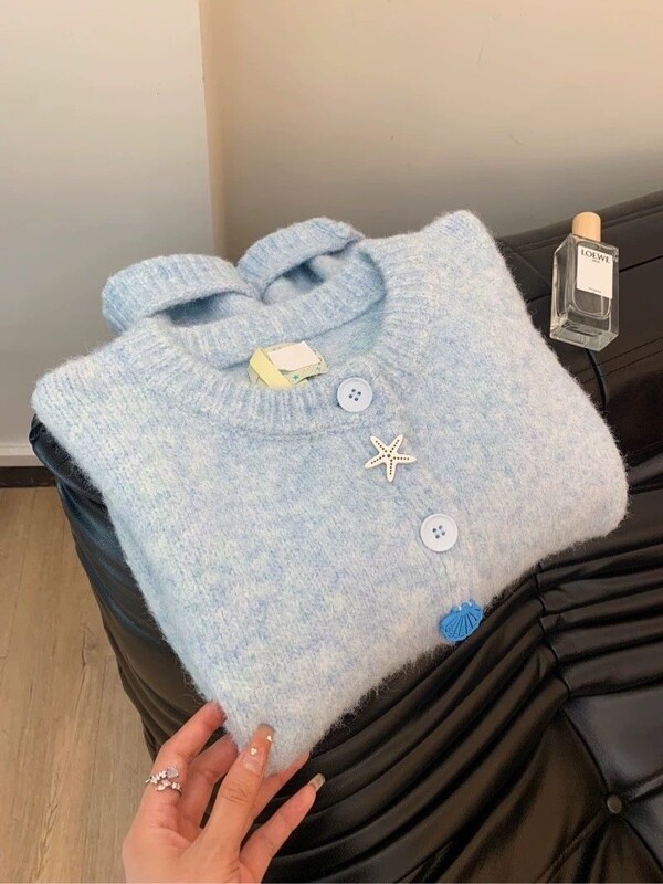 Ρετρό Sweet Girls Γυναικείο πουλόβερ με λαιμόκοψη V Φθινοπωρινό Χειμώνα Κλασικό πλεκτό πουλόβερ Ζακέτα με μακρυμάνικο γυναικείο πλεκτό με κουμπιά