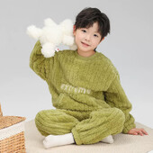 Fiú pizsama szettek Téli meleg felső + nadrág fehérnemű öltöny gyerekeknek plüss meleg tinédzser hálóruha ősz tél gyerekruhák