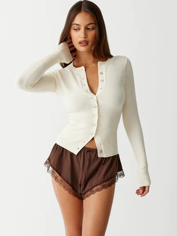 Aprabant trikotāžas plīša Slim Fit jaciņa ar vienrindu apaļu kakla izgriezumu ar garām piedurknēm, ļoti elastīgs ikdienas modes daudzpusīgs, ciets tops