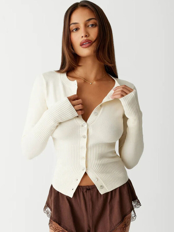 Aprabant trikotāžas plīša Slim Fit jaciņa ar vienrindu apaļu kakla izgriezumu ar garām piedurknēm, ļoti elastīgs ikdienas modes daudzpusīgs, ciets tops