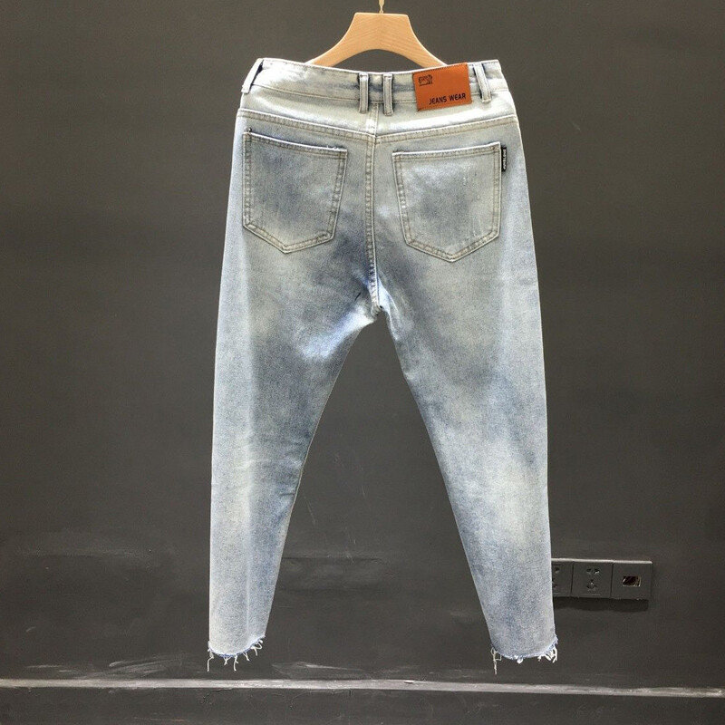 2023 Άνοιξη Καλοκαίρι Y2K Hole Cowboy Παντελόνι με μήκος μέχρι τον αστράγαλο Ανδρικό κορεατικό στιλ High Street Fashion Casual παντελόνι με μολύβι στο δρόμο