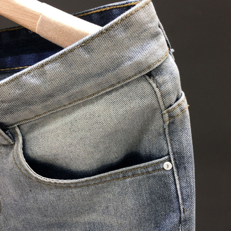 2023 Άνοιξη Καλοκαίρι Y2K Hole Cowboy Παντελόνι με μήκος μέχρι τον αστράγαλο Ανδρικό κορεατικό στιλ High Street Fashion Casual παντελόνι με μολύβι στο δρόμο