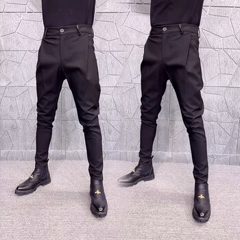 Мъжки костюм Панталони Официални панталони Stretch Slim Pantalone Hombre Ежедневни едноцветни ежедневни панталони Модни мъжки дрехи A30