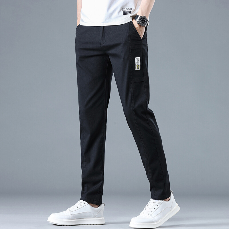 Ανοιξιάτικη καλοκαιρινή μόδα Ανδρικές απλικέ Casual Παντελόνι Καφέ ελαστικό λεπτό παντελόνι επώνυμα Νέο άνετο τέντωμα παντελόνι στη μέση