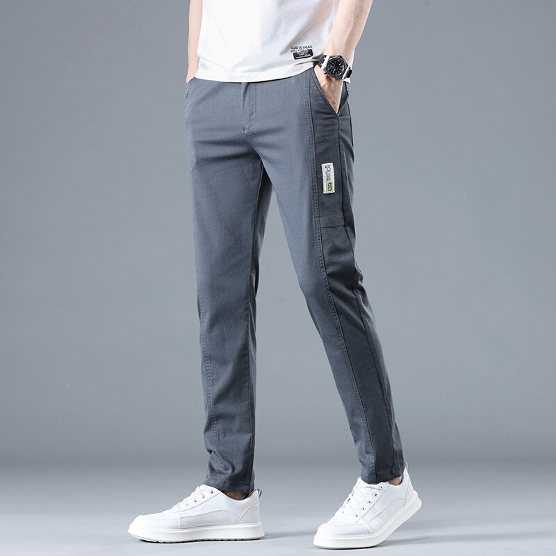 Ανοιξιάτικη καλοκαιρινή μόδα Ανδρικές απλικέ Casual Παντελόνι Καφέ ελαστικό λεπτό παντελόνι επώνυμα Νέο άνετο τέντωμα παντελόνι στη μέση