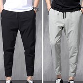 Bărbați la modă Pantaloni Noua Buzunare cu șnur Pantaloni creion elastici din țesătură moale