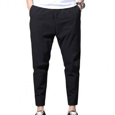 Bărbați la modă Pantaloni Noua Buzunare cu șnur Pantaloni creion elastici din țesătură moale