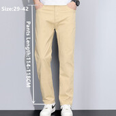 Καλοκαιρινό Ανδρικό Παντελόνι Χακί Λεπτό Εξαιρετικά Μακρύ Βαμβακερό τεντωμένο Παντελόνι Ψηλό Ανδρικό Μήκος Μήκος Overlength Plus Size 42 Casual Streetwear