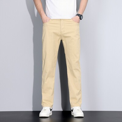 Καλοκαιρινό Ανδρικό Παντελόνι Χακί Λεπτό Εξαιρετικά Μακρύ Βαμβακερό τεντωμένο Παντελόνι Ψηλό Ανδρικό Μήκος Μήκος Overlength Plus Size 42 Casual Streetwear