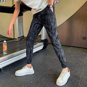 Μαύρο/λευκό καλοκαιρινό ριγέ στάμπες Casual παντελόνι Harem για άντρες Ρούχα 2024 Παντελόνι Joggers 36-28 με μήκος στον αστράγαλο