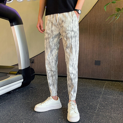 Μαύρο/λευκό καλοκαιρινό ριγέ στάμπες Casual παντελόνι Harem για άντρες Ρούχα 2024 Παντελόνι Joggers 36-28 με μήκος στον αστράγαλο