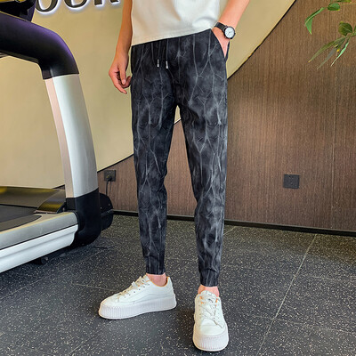 Μαύρο/λευκό καλοκαιρινό ριγέ στάμπες Casual παντελόνι Harem για άντρες Ρούχα 2024 Παντελόνι Joggers 36-28 με μήκος στον αστράγαλο